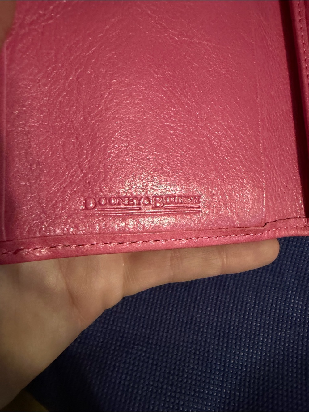 Dooney & Bourke Lime Green Leather Continental Wallet with Pink Trim - Picture 5 of 9